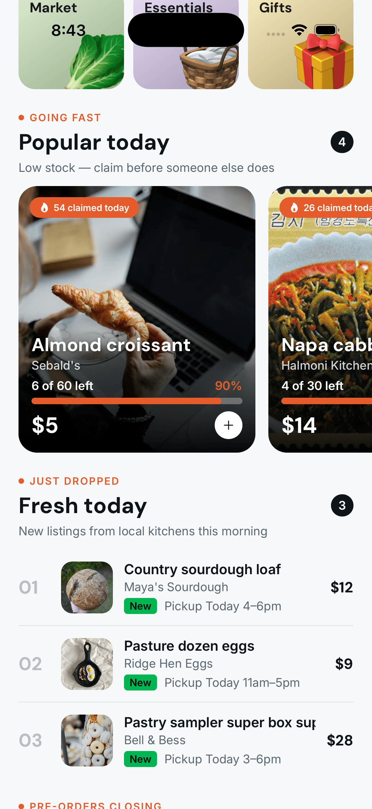 Tillr Drops showing popular and freshly listed items today